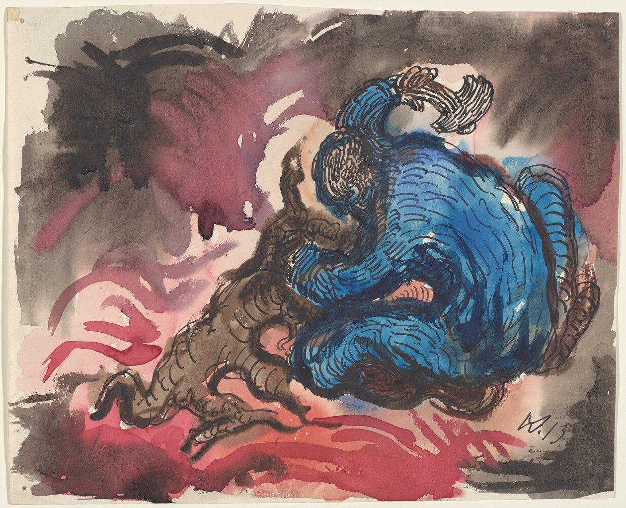 Hölzfaller (doğru) by Wilhelm Morgner