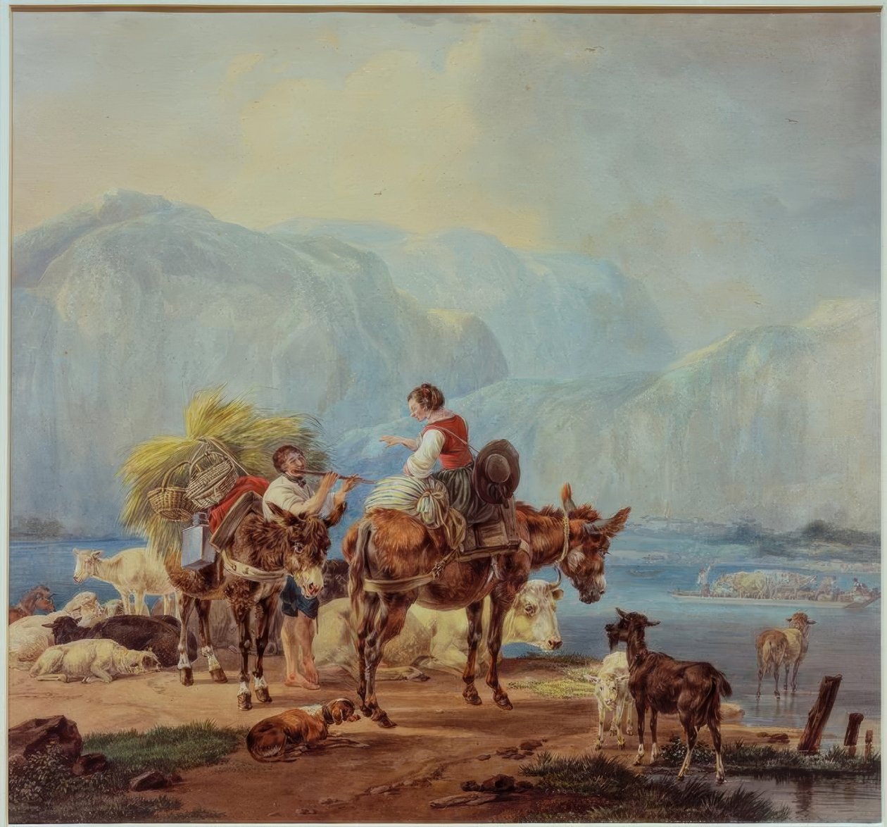 Bir dağ gölünde çobanlar by Wilhelm von Kobell