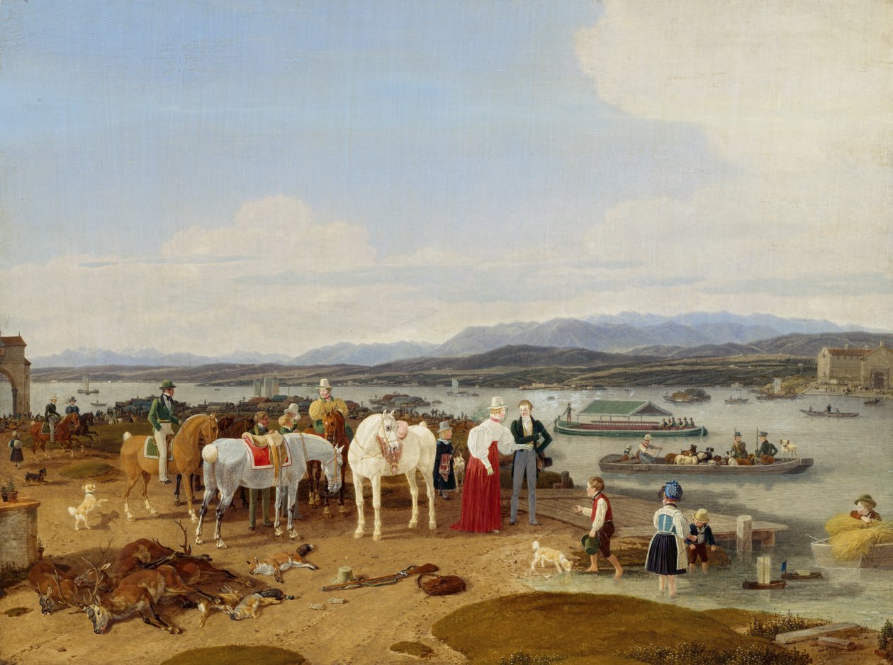 Konstanz Gölü'ndeki avın ardından by Wilhelm von Kobell