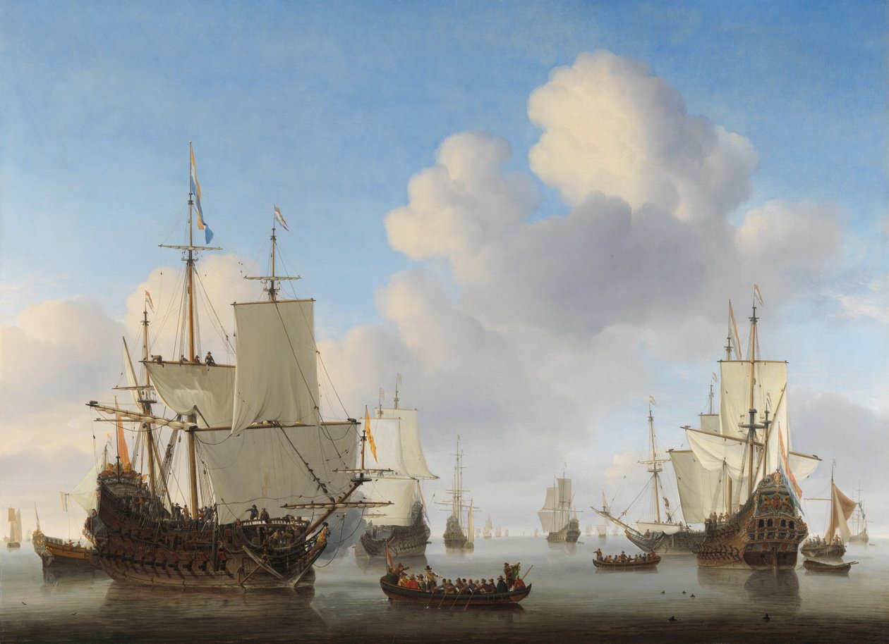 Sakin bir şekilde gemiler by Willem van de Velde the Younger