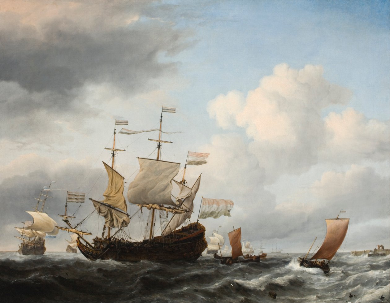 Bir Amiral Gemisi Demirlemeye Geliyor by Willem van de Velde the Younger