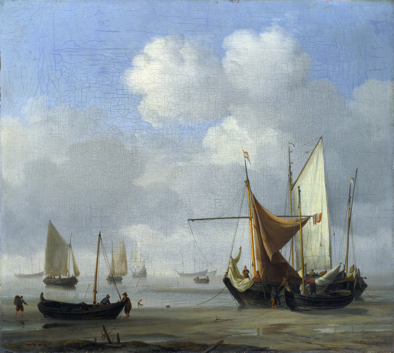 Küçük Hollanda Gemileri Düşük Suda Sakin Bir Yerde Karaya Çıktı by Willem van de Velde the Younger