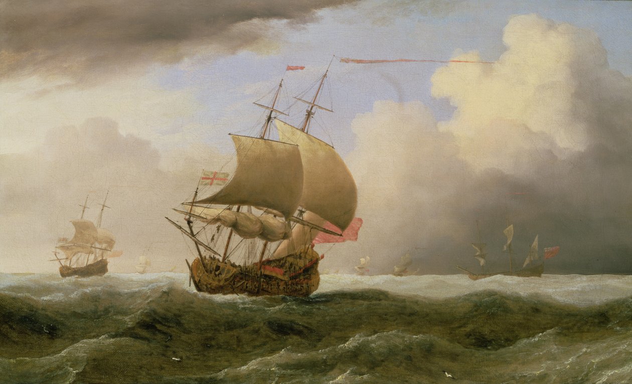 Güçlü Bir Esintide Yakın Çekilmiş Bir İngiliz Gemisi (petrol) by Willem van de Velde the Younger