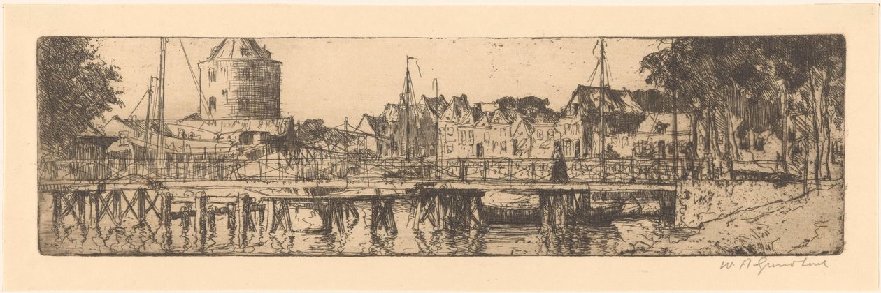 Enkhuizen by Willem Adrianus Grondhout (signed by artist)