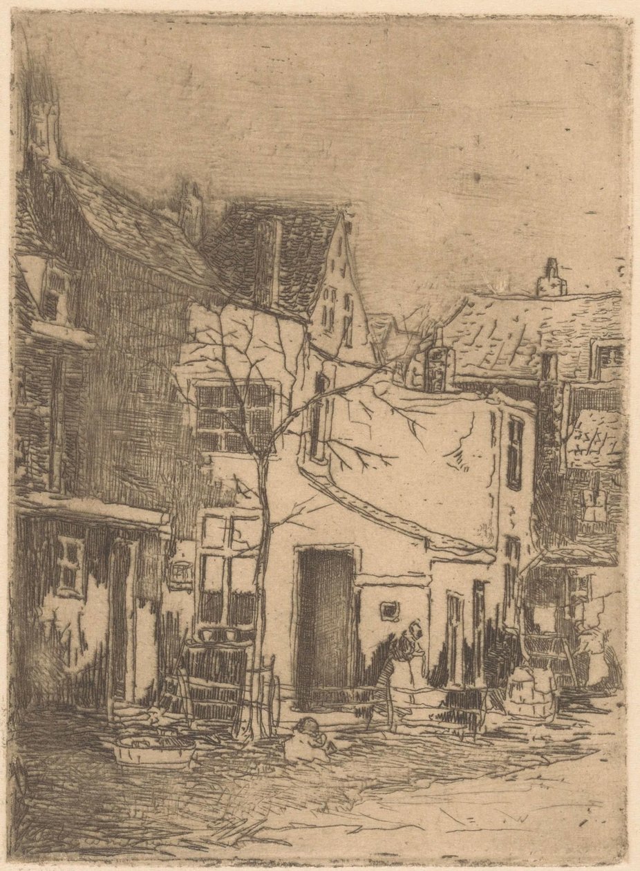 Rijswijk'teki evler by Willem Adrianus Grondhout (signed by artist)