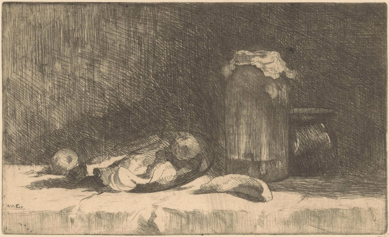 Meyve ve konserve şişesi ile natürmort by Willem Adrianus Grondhout
