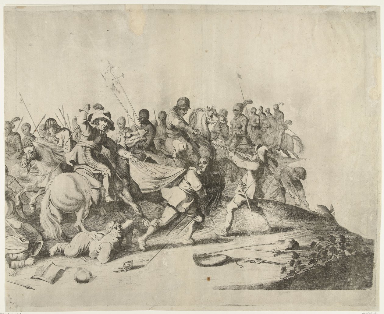 Atlılar ve piyadeler arasındaki savaş by Willem Basse