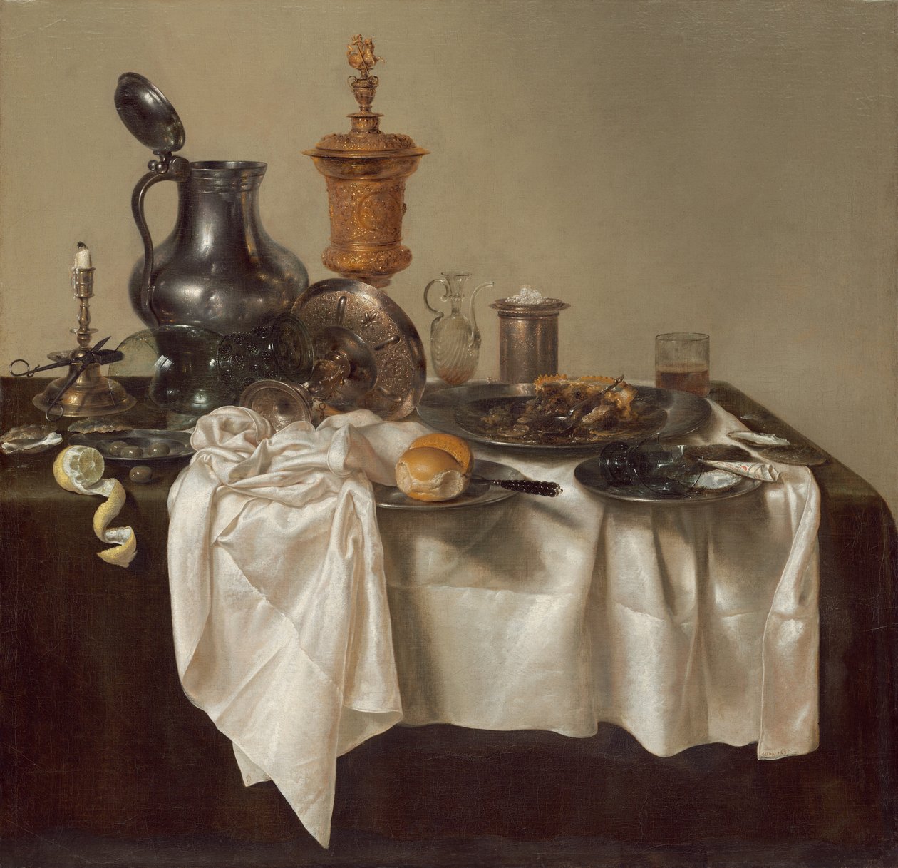 Kıymalı Pasta ile Ziyafet Parçası by Willem Claesz. Heda