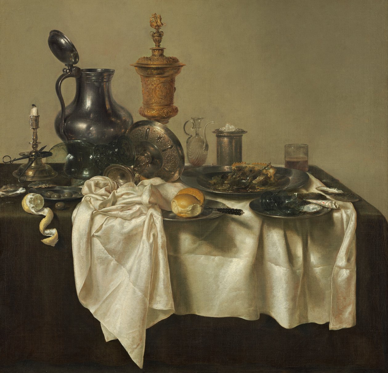 Kıymalı Pasta ile Ziyafet Parçası by Willem Claesz. Heda