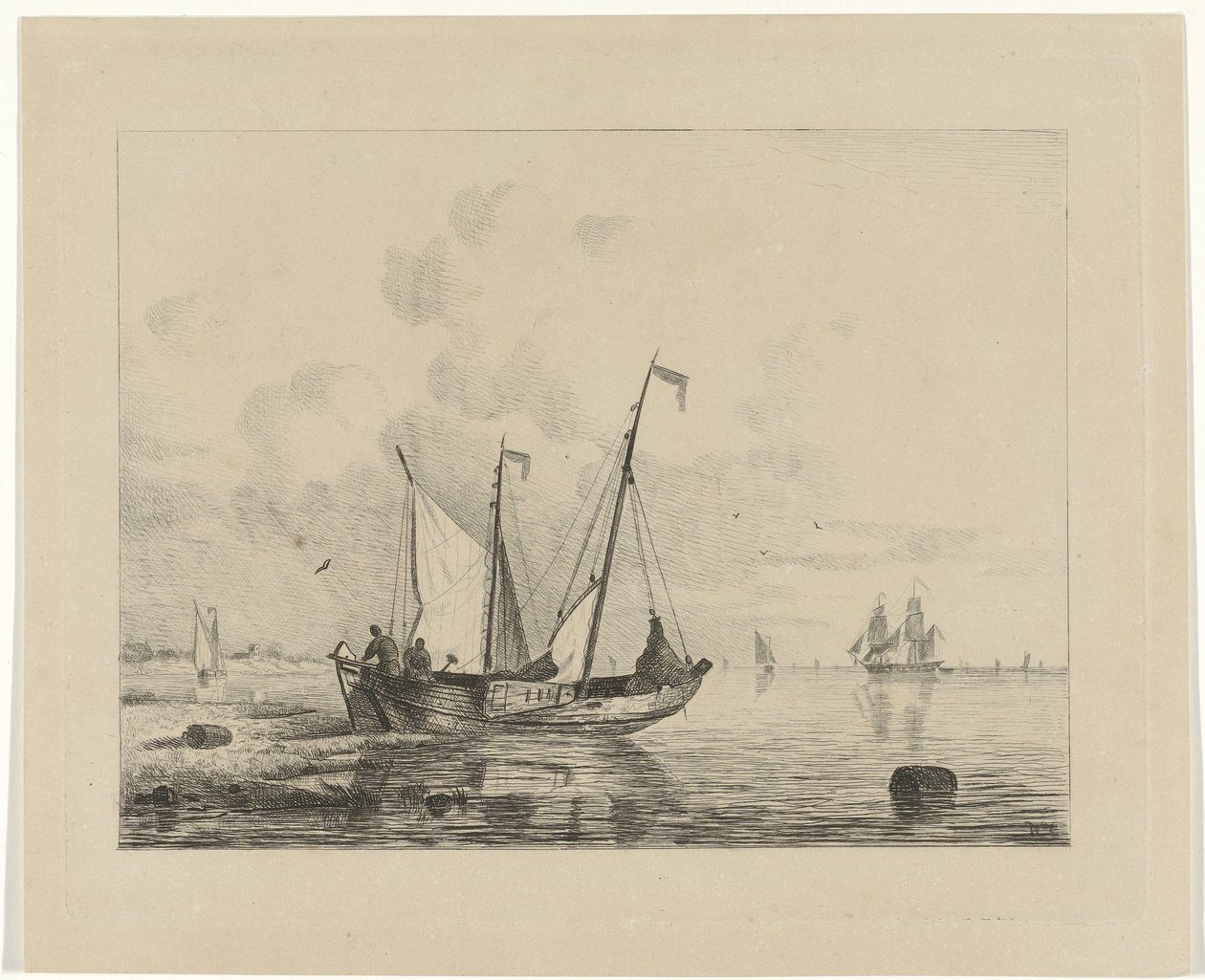 Alçaltılmış yelkenli yelkenli gemi by Willem Gruyter jr.