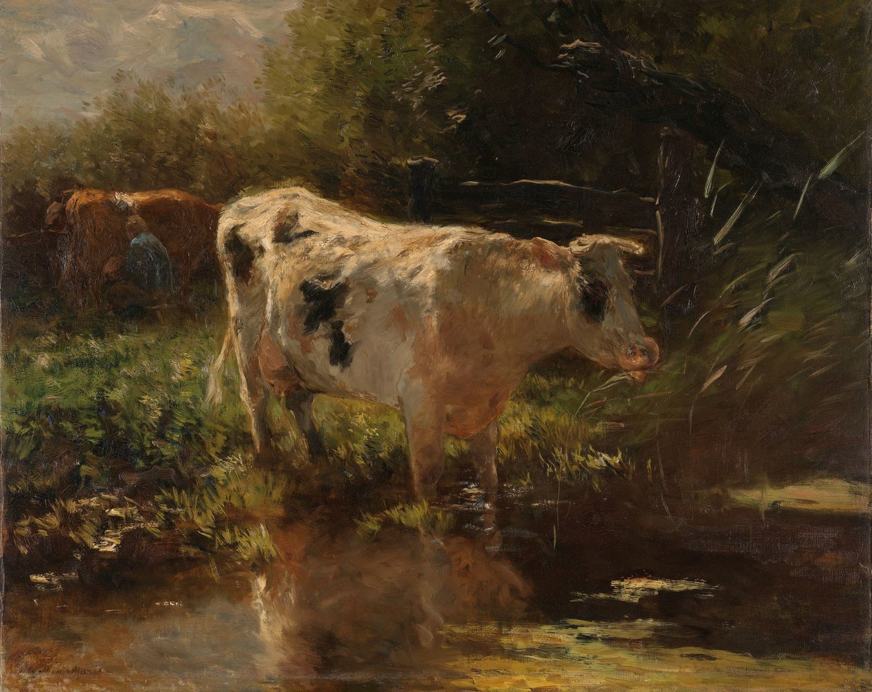Bir hendek yanında inek Hendek tarafında inek by Willem Maris
