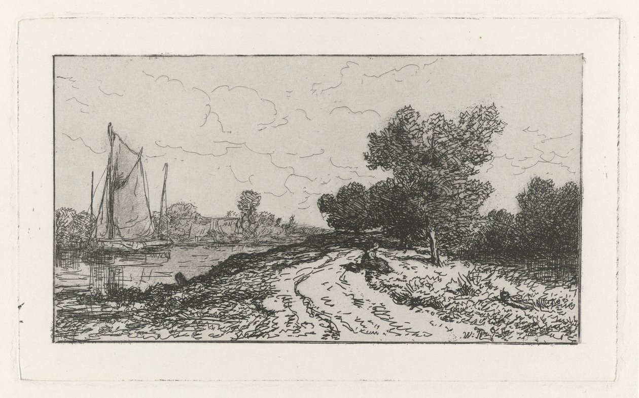 Kanal boyunca köy yolu by Willem Roelofs (I)