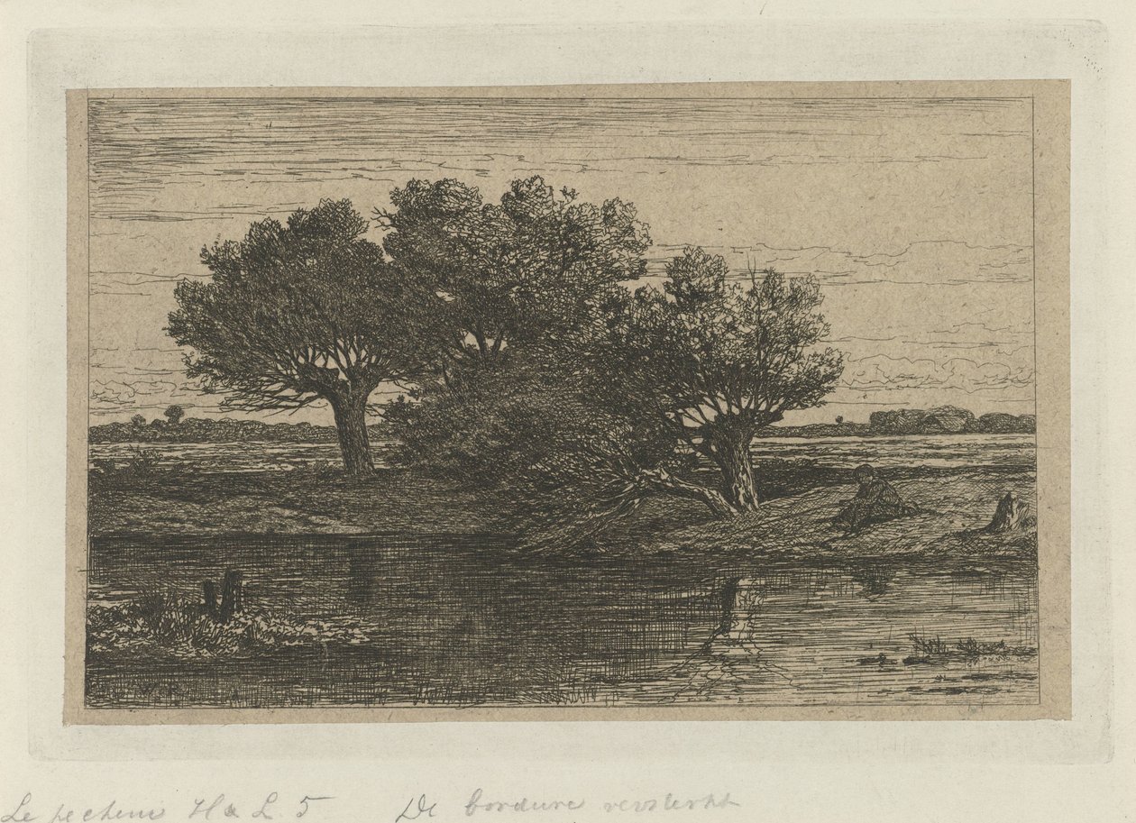 Pollard söğütlerinde balıkçı by Willem Roelofs (I)