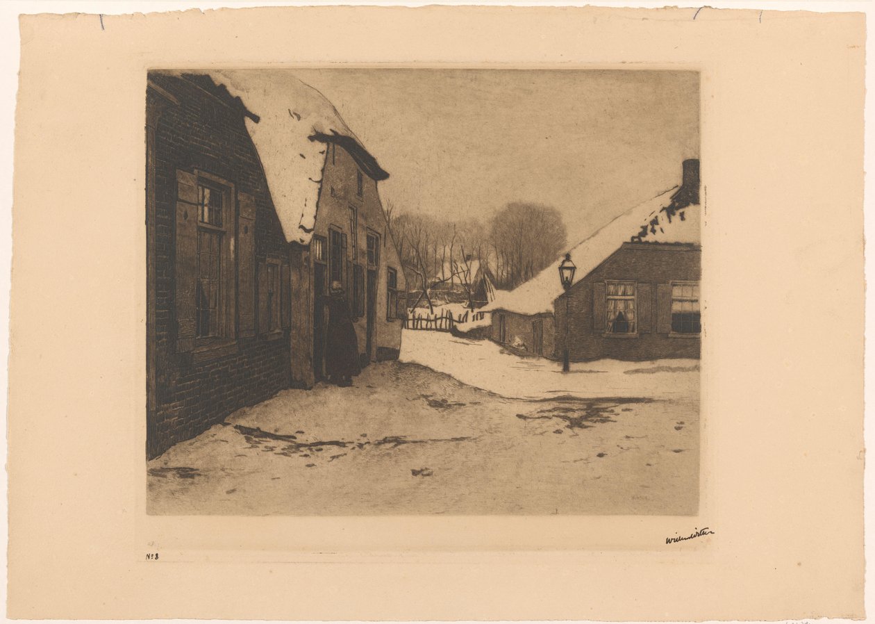Ede'de karla kaplı evler by Willem Witsen (signed by artist)