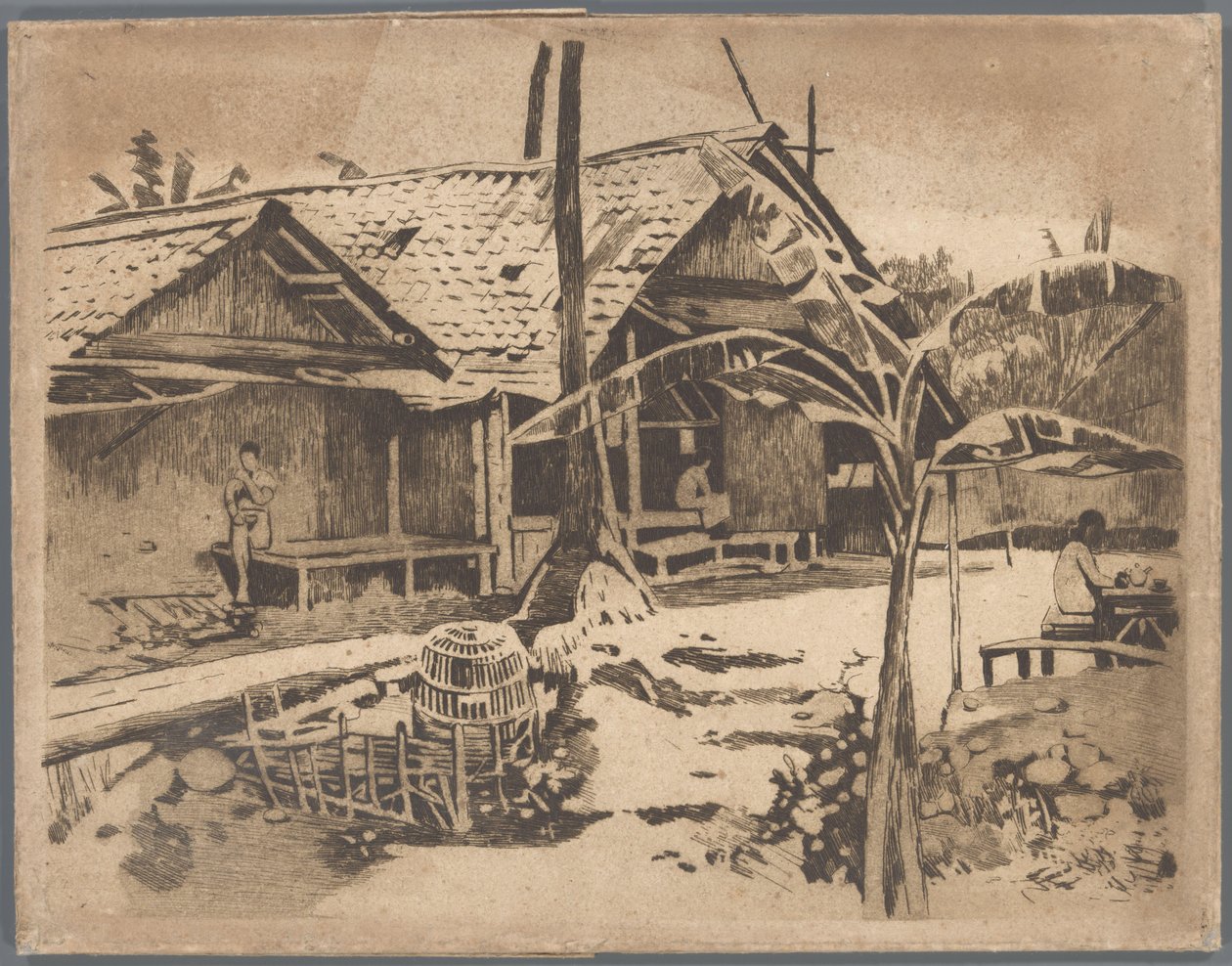 Pisang ağacı kampong, Buitenzorg'da by Willem Arnoldus Witsen