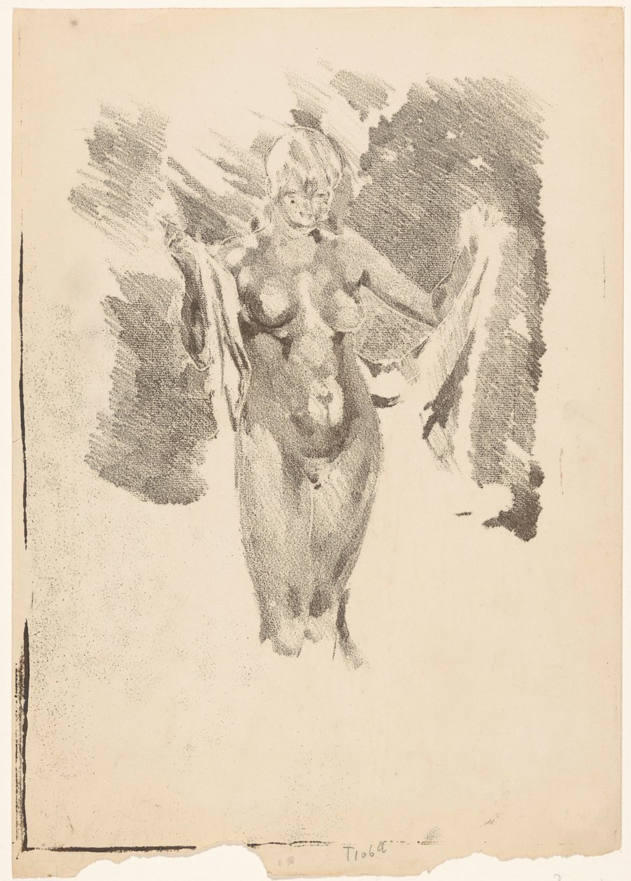 Ayakta çıplak kadın kendini kurutma by Willem Arnoldus Witsen