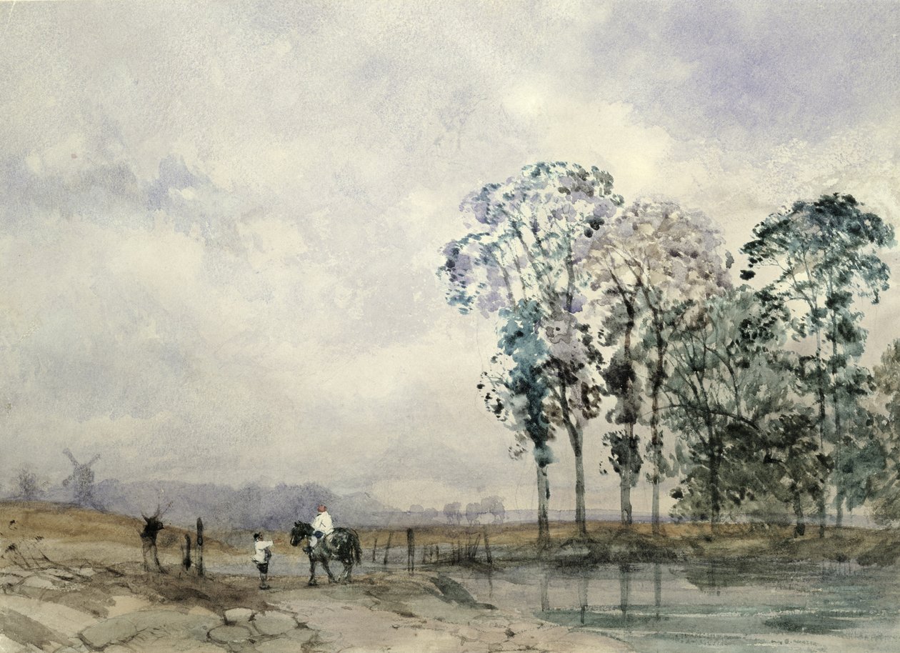 Atlı Manzara (kağıt üzerinde wc) by William Evans
