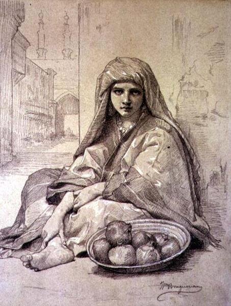Cezayirli Kız Nar Satıyor by William Adolphe Bouguereau