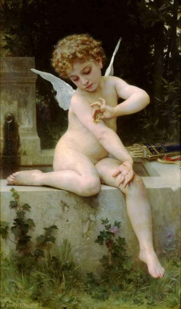Bir kelebek ile aşk tanrısı by William Adolphe Bouguereau