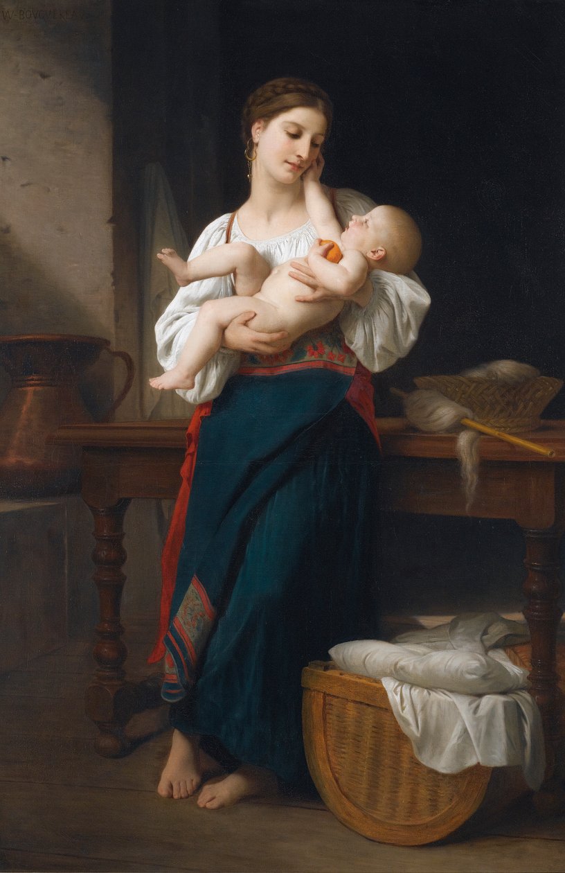ilk okşamak by William Adolphe Bouguereau
