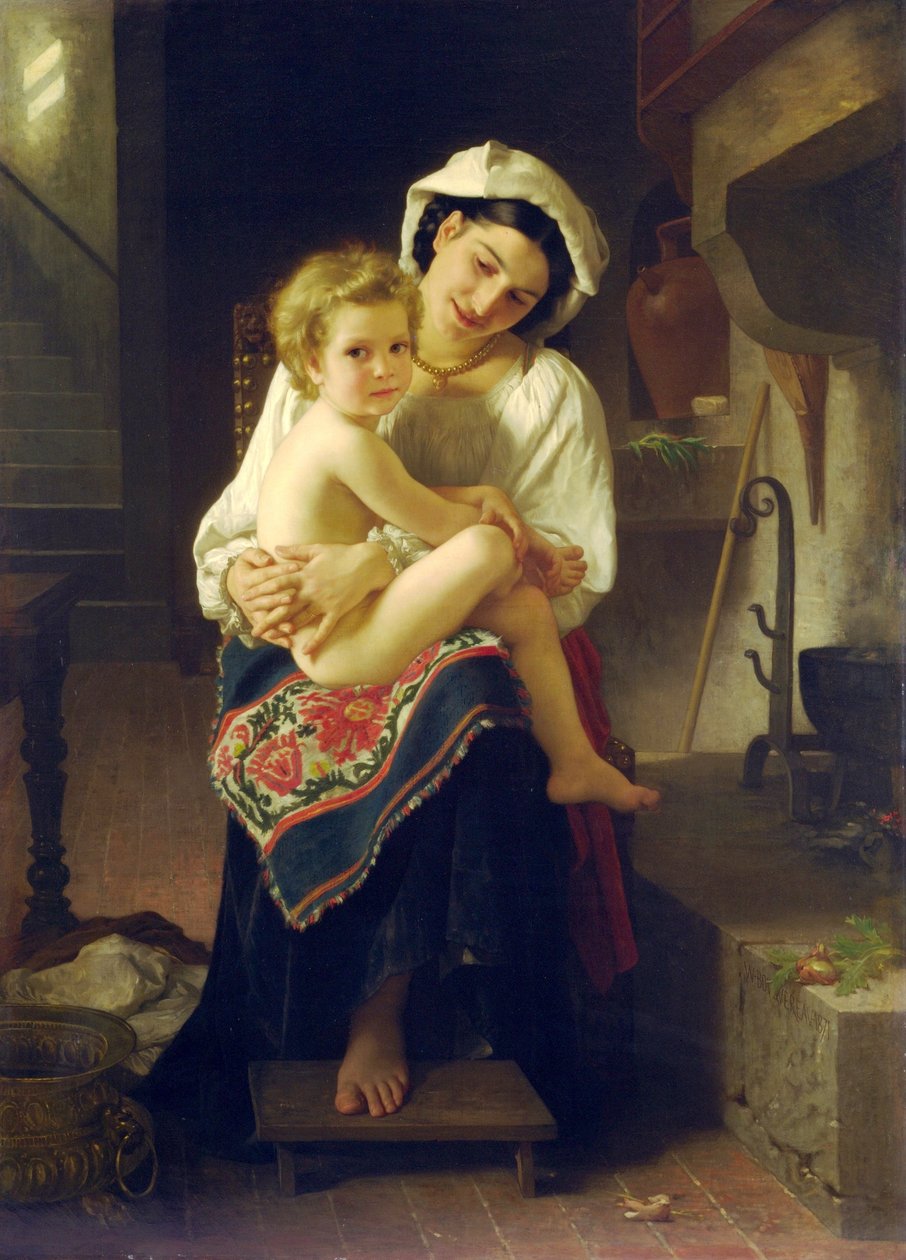 Çocuğuna bakan genç anne by William Adolphe Bouguereau