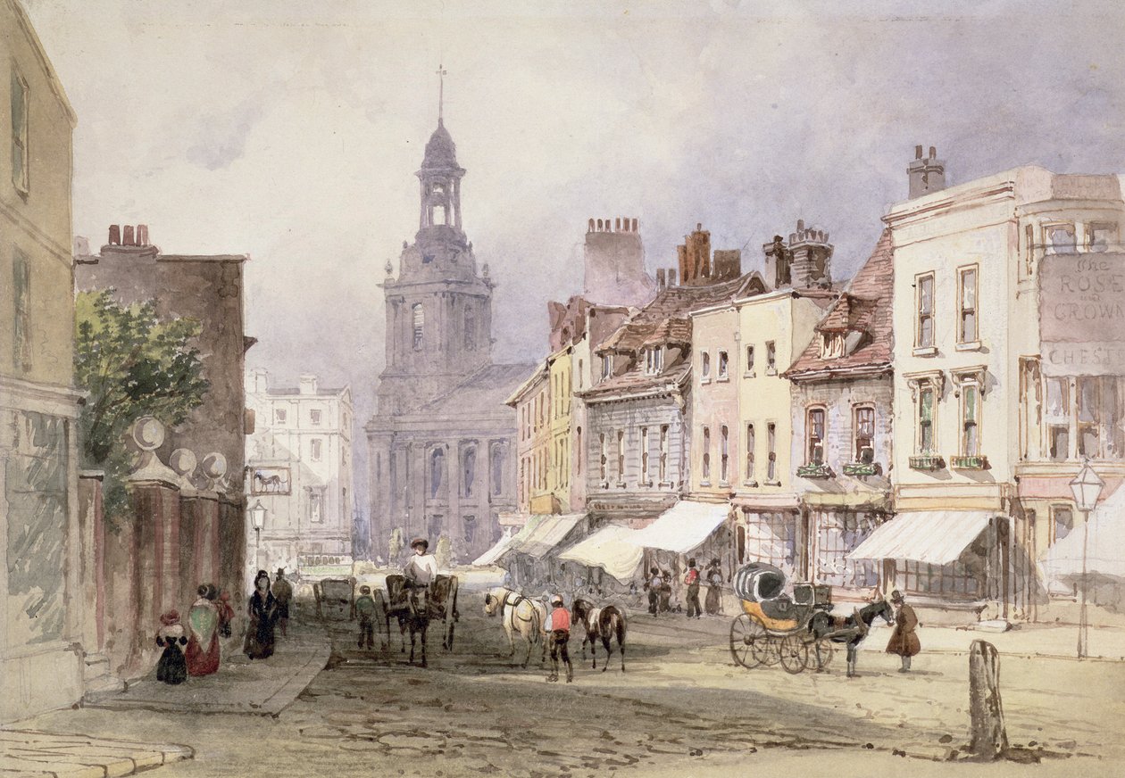No.2351 Chester, c.1853 (kağıt üzerinde kalem ve tuvalet) by William Callow