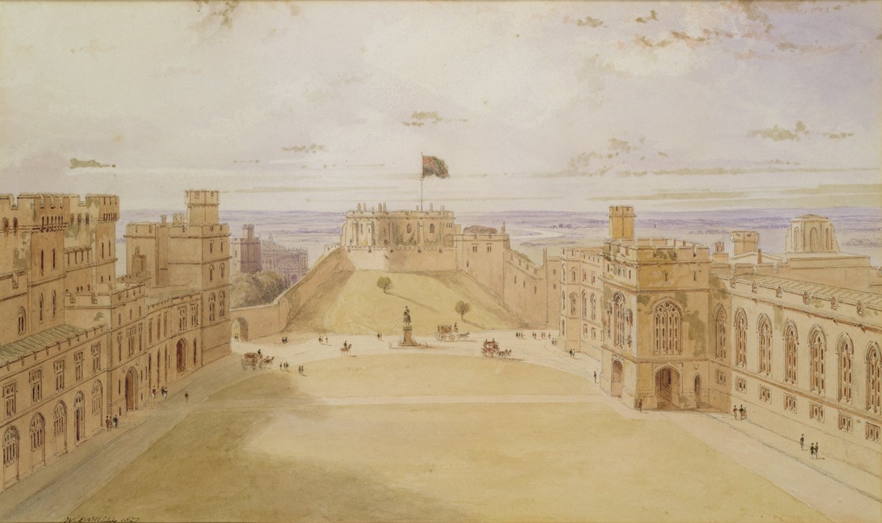Windsor Kalesi, The Quadrangle, 1827 (kağıt üzerinde wc) by William Daniell