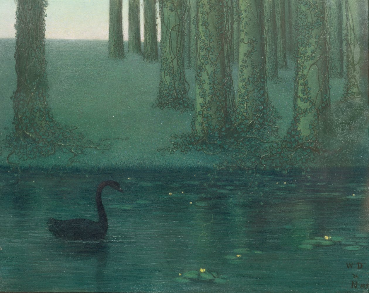 Kara Kuğu, 1896 (kağıt üzerinde pastel) by William Degouve de Nuncques