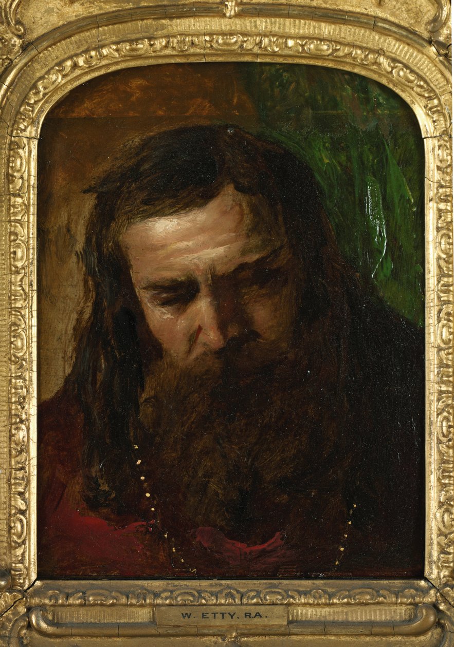 Bir Adamın Portresi (panel üzerine serilmiş kağıt üzerine yağlı boya) by William Etty