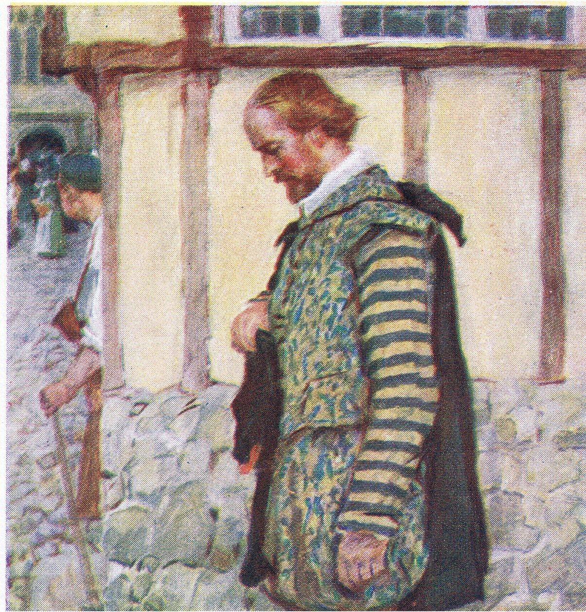 Shakespeare, My Magazine dergisinden geçen bir zilin sesini duyunca şapkasını çıkarıyor, pub.1922 by William Hatherell