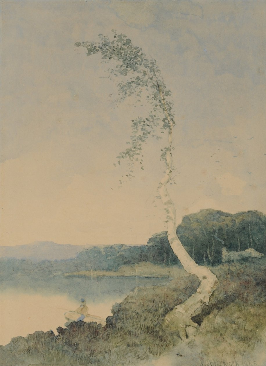 Silver Birch by a Lake, 1845 (kağıt üzerinde wc) by William James Blacklock