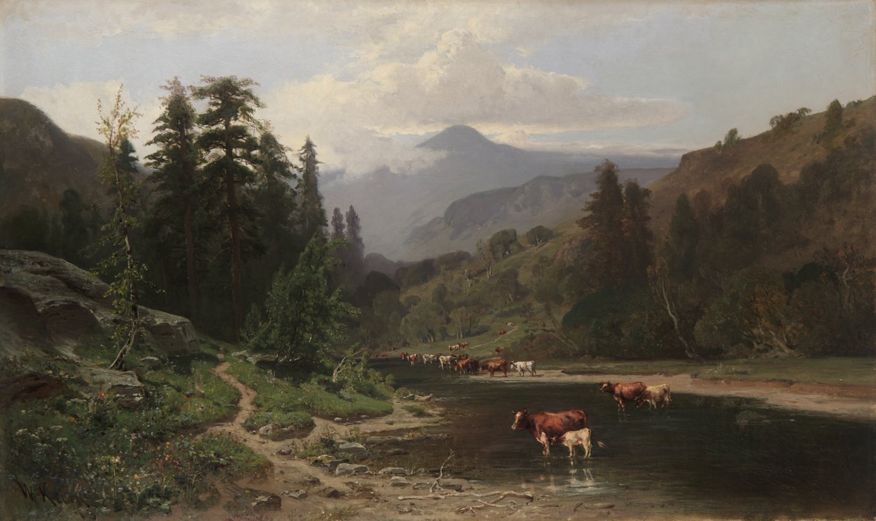 ಜಾನುವಾರುಗಳೊಂದಿಗೆ ಪರ್ವತ ಭೂದೃಶ್ಯ, 1879 ಟರ್ಕ್ by William Keith