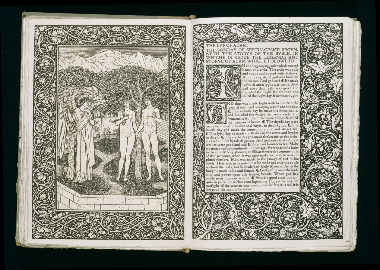 Kelmscott Press tarafından yayınlanan 'The Kelmscott Chaucer'dan Adem ve Havva, 1896 by William Morris