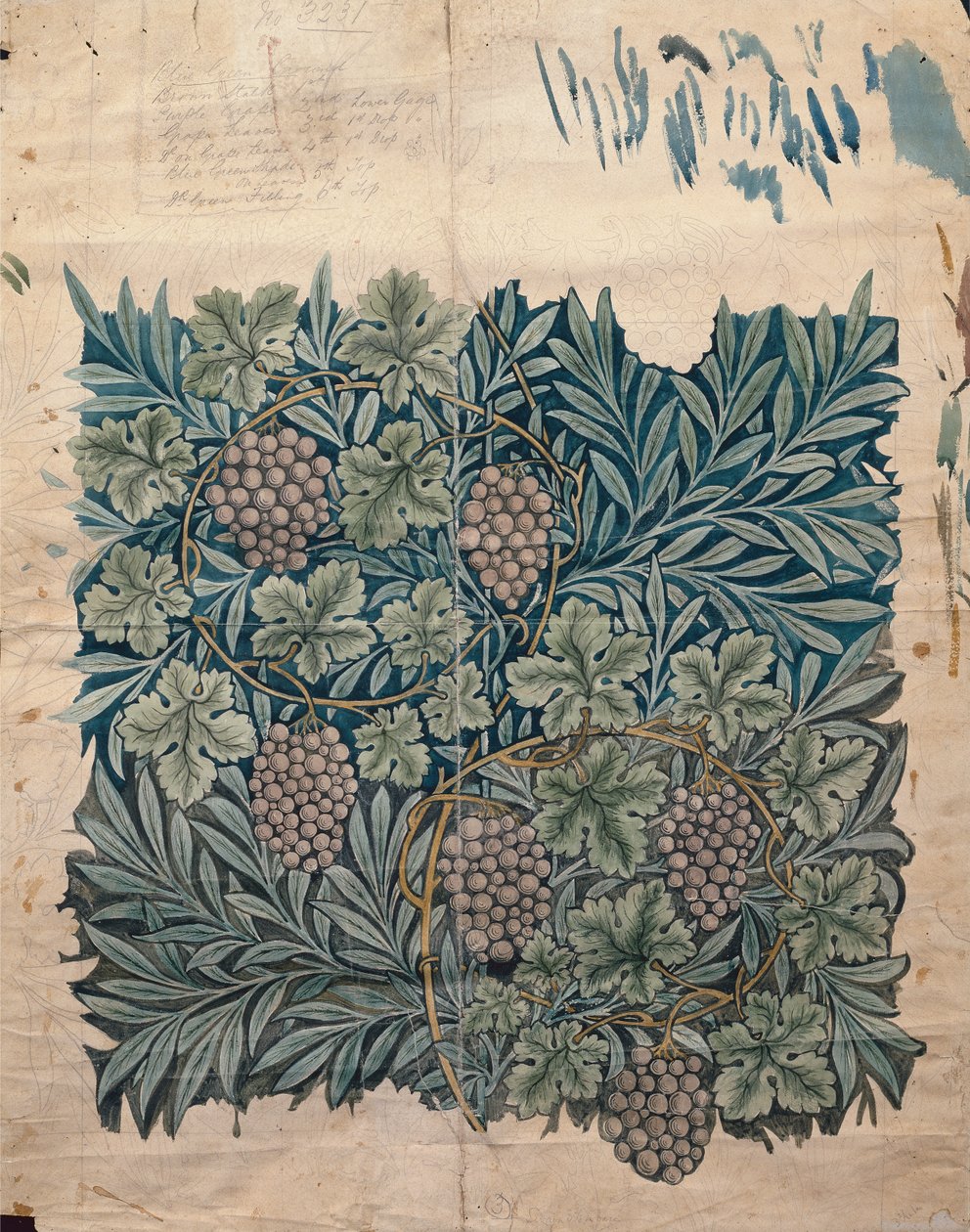 'Vine' duvar kağıdı için tasarım, c.1872 by William Morris