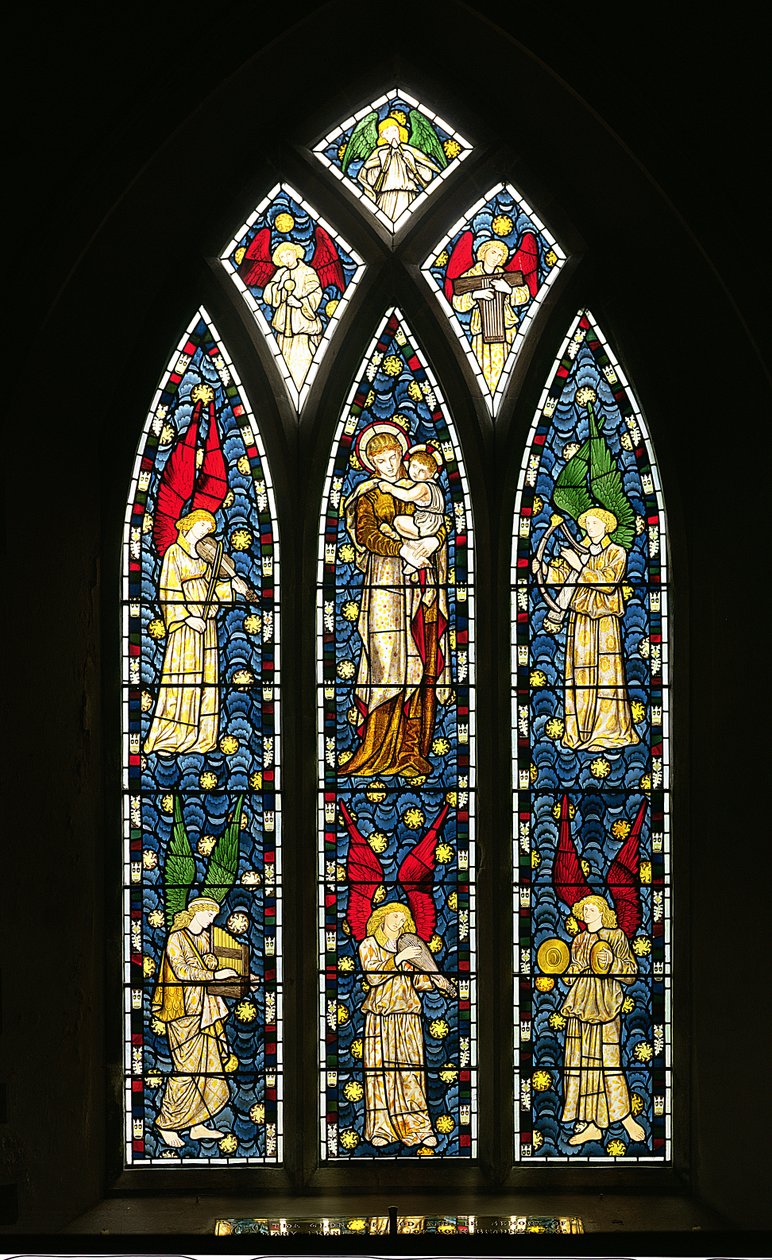 Madonna ve Müzikal Meleklerle Çocuk, 1869 (vitray) by William Morris