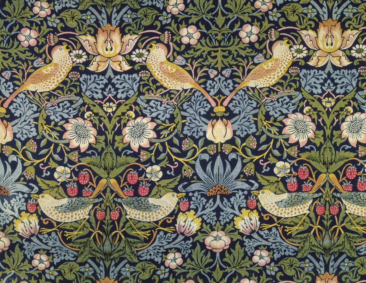 William Morris tarafından tasarlanan "Çilek Hırsızı" tekstili by William Morris
