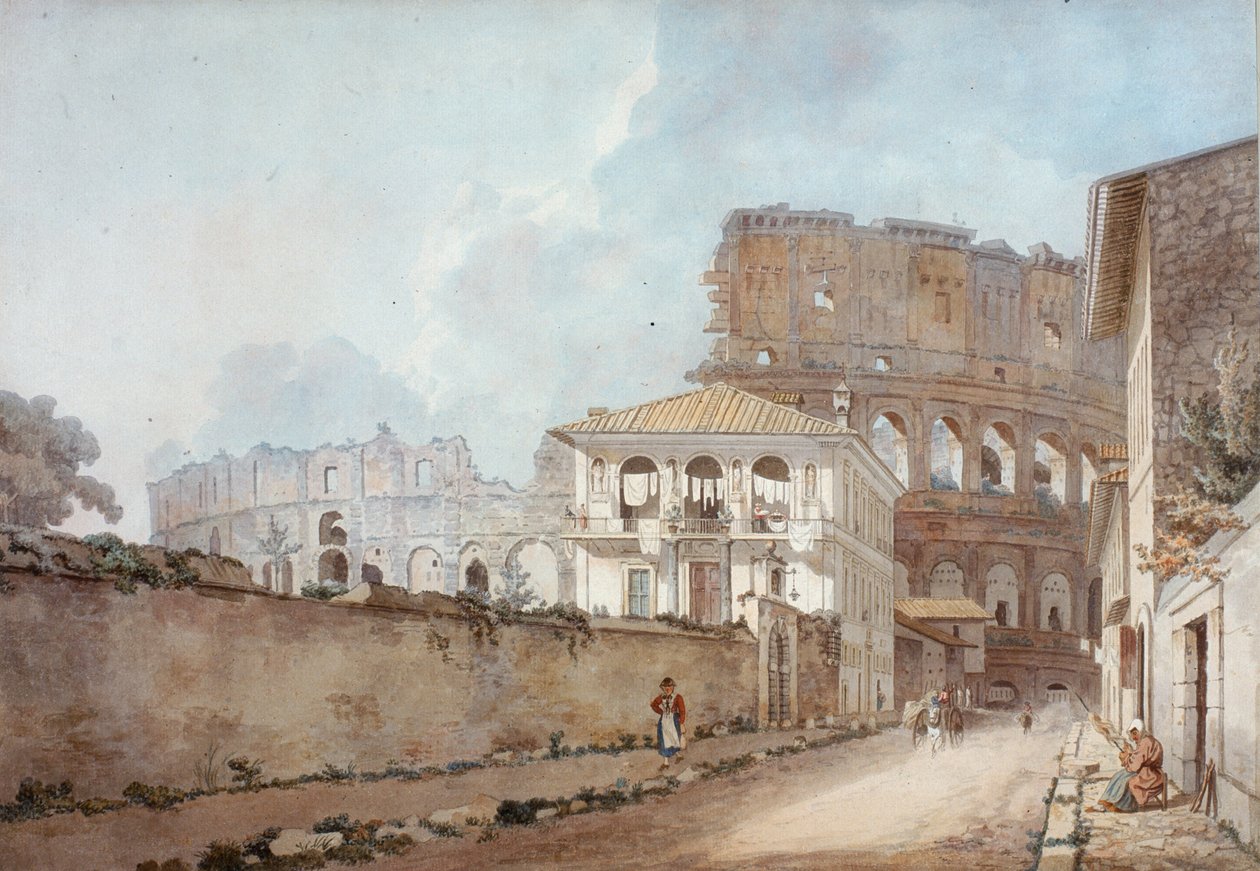 Kolezyum, Roma (döşemeli kağıt üzerinde wc ve kurşun kalem) by William Pars