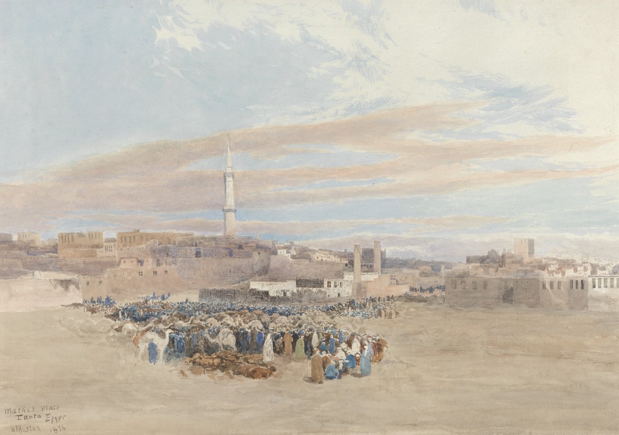 The Market Place, Tanga, Mısır, 1874 (grafit üzerinde wc) by William Paton Burton