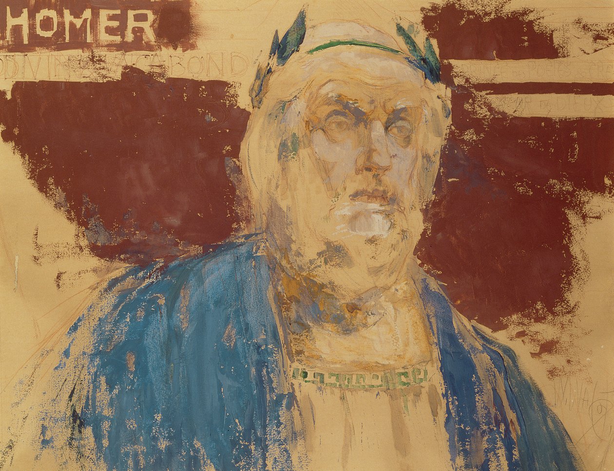 Homer (kağıt üzerine kurşun kalem üzerine yağlı boya) by William Walcot