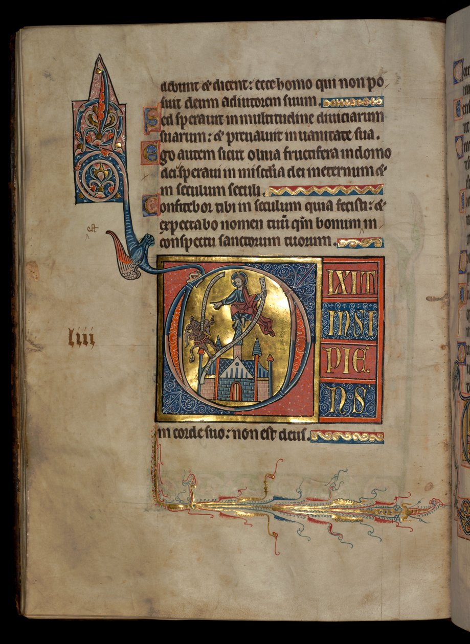 Ms 322 f.54v, Psalm 52, ilk D, Temptation of Christ, 