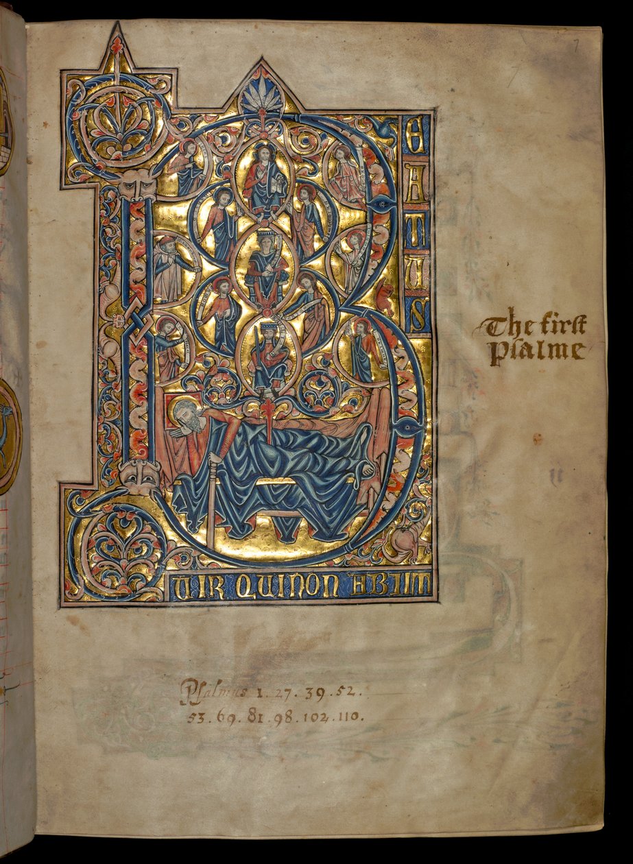 Ms 322 f.7r, Mezmur 1, ilk B, Jesse Ağacı, 