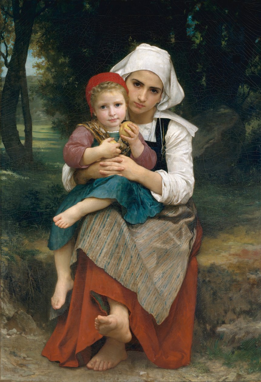 Breton Erkek ve Kız Kardeş, 1871. by William Adolphe Bouguereau