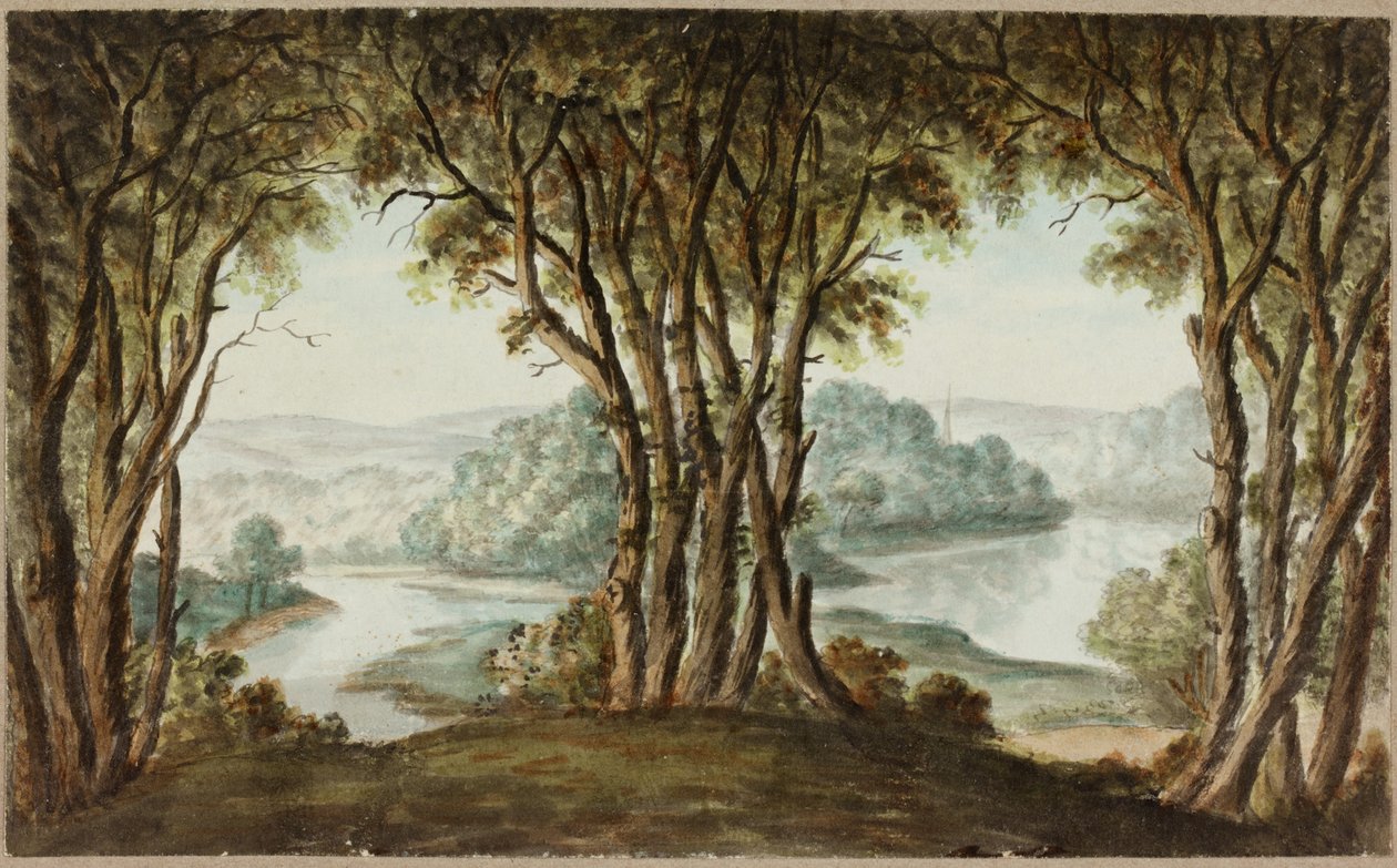 Ağaçların arasından görülen nehir manzarası by William Beilby