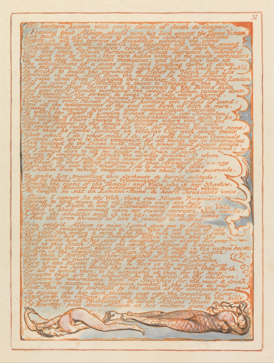Kudüs, Levha 31, Onun batı cenneti.... by William Blake
