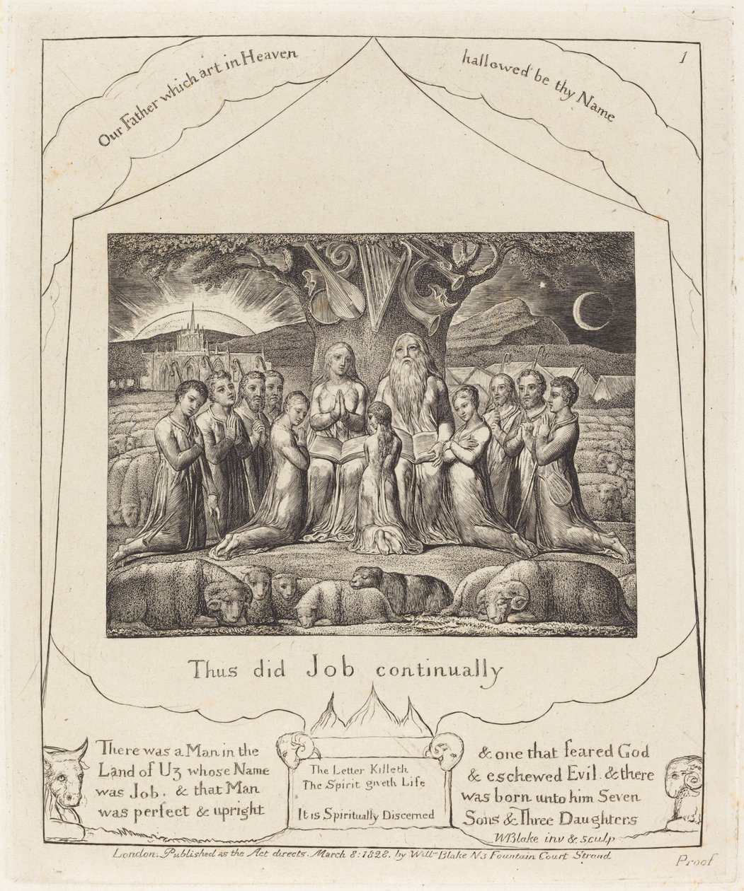 İş ve Ailesi, 1825. by William Blake