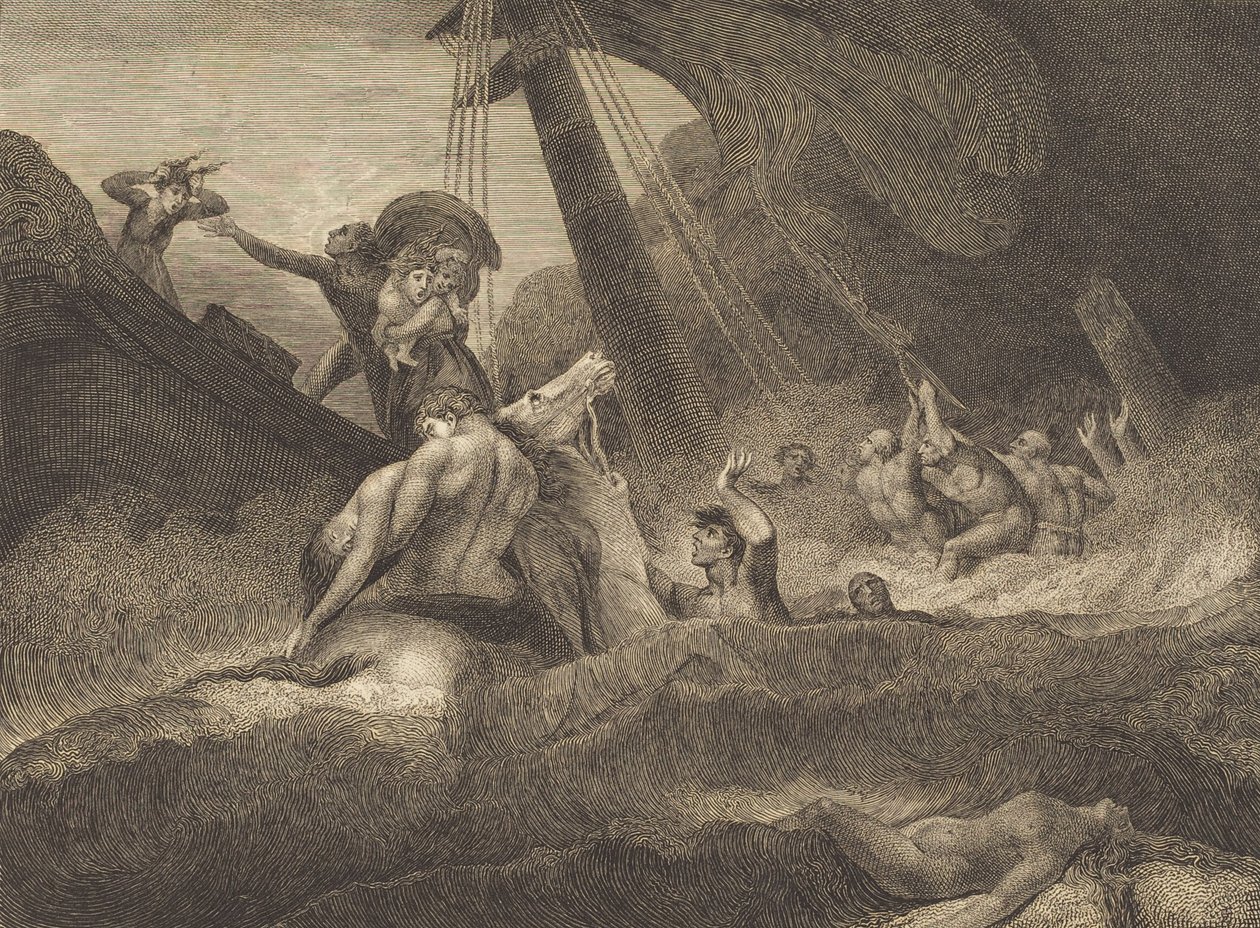 Bir Gemi Enkazı Taslağı, 1809. by William Blake