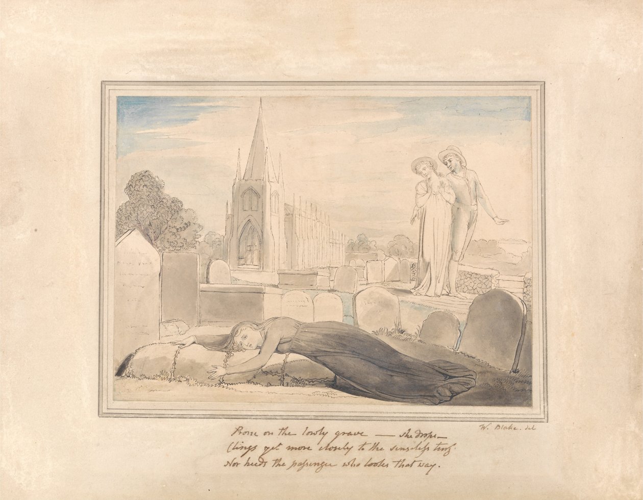 Kocasını kucaklayan dul kadın%27s mezarı by William Blake