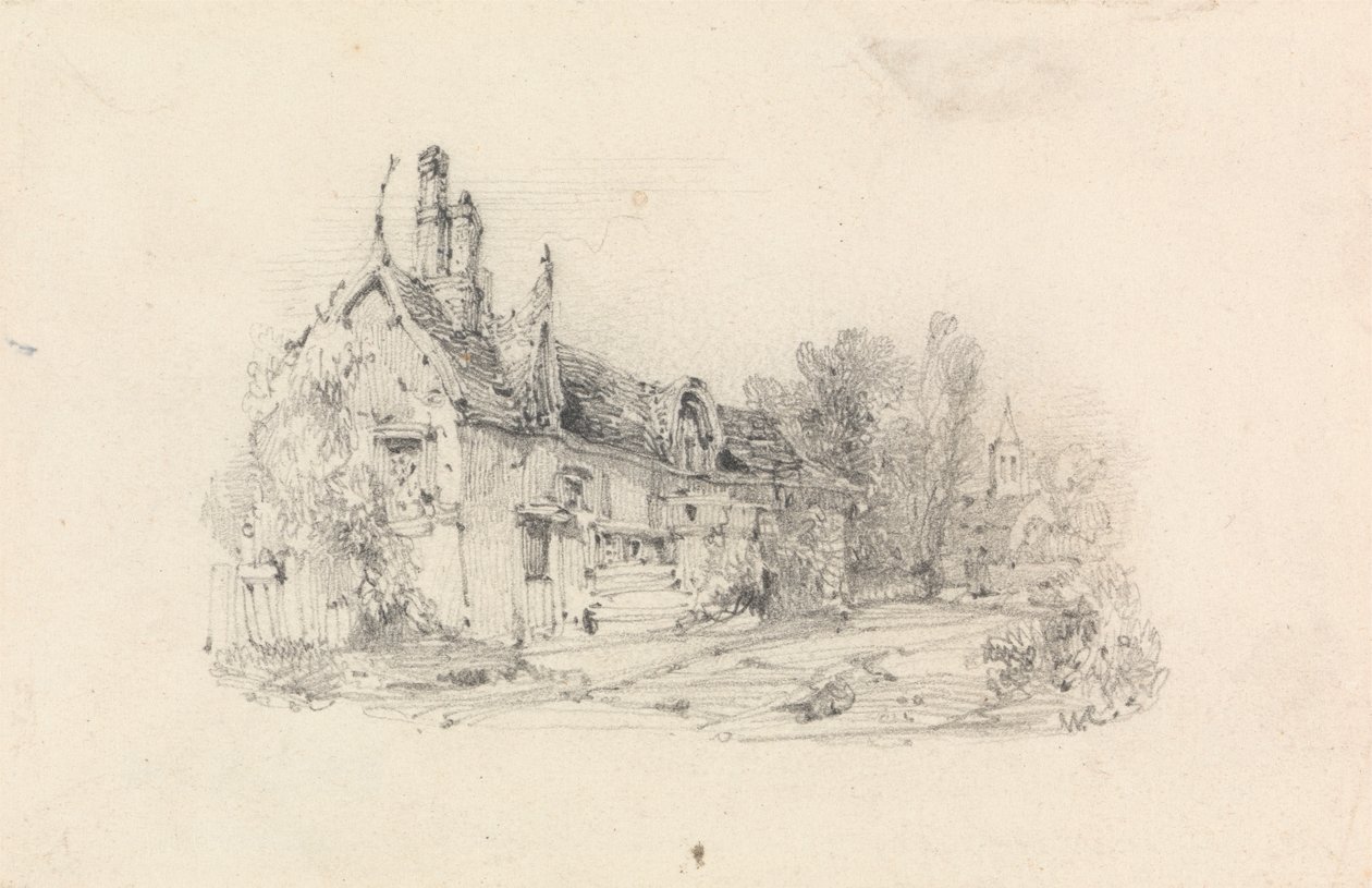 Uzakta Kiliseli Çiftlik Evi by William Callow