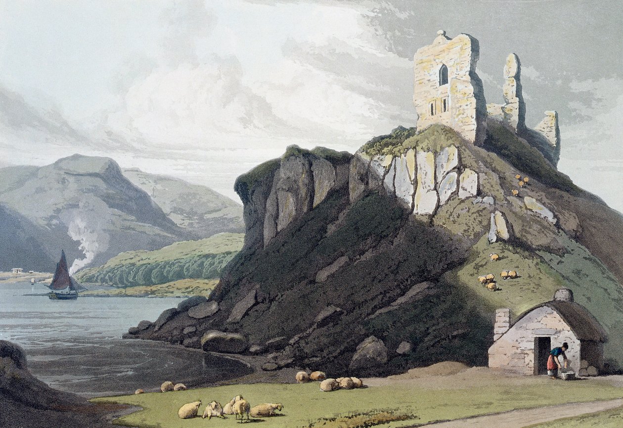 Aros Kalesi, Mull Adası, İskoçya, 1818 by William Daniell