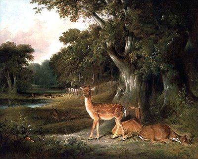 Ormanlık bir manzarada geyik by William Daniell